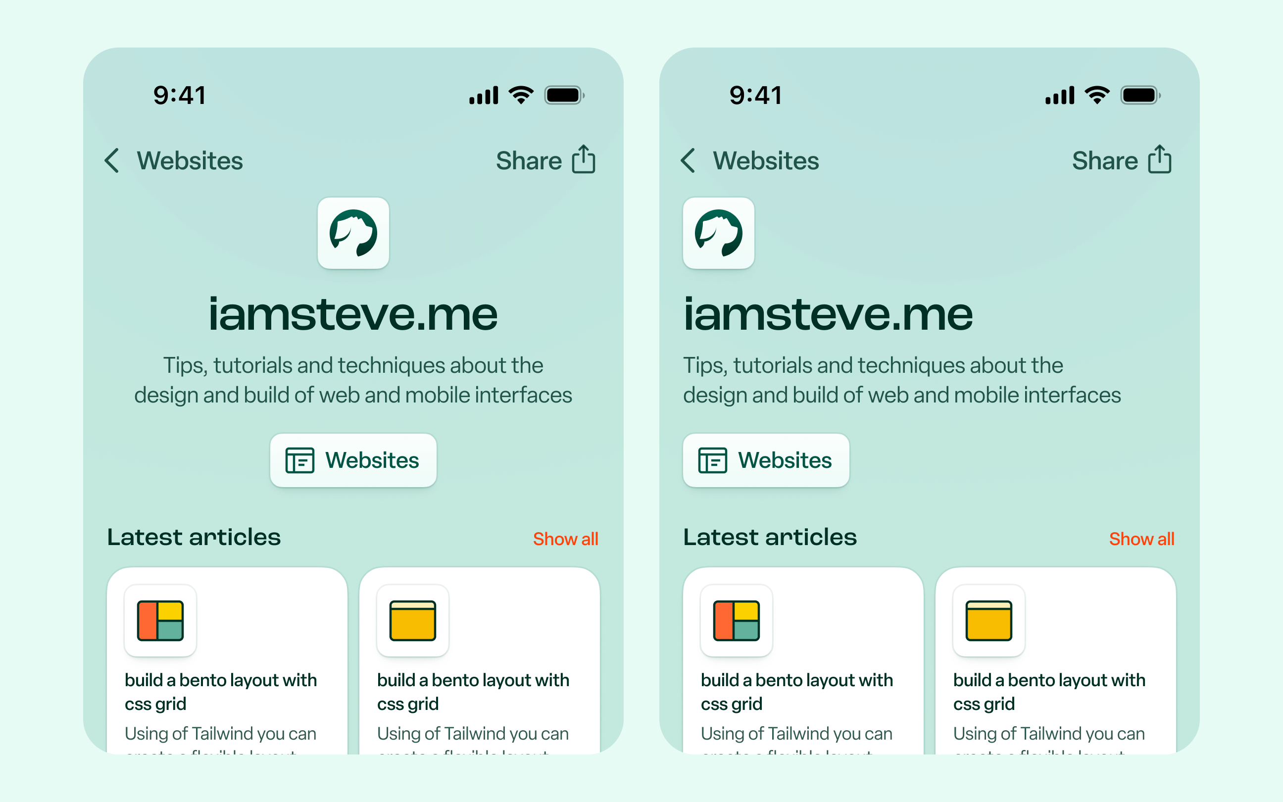 Options of designs with left and centralised alignment of text - 2 state